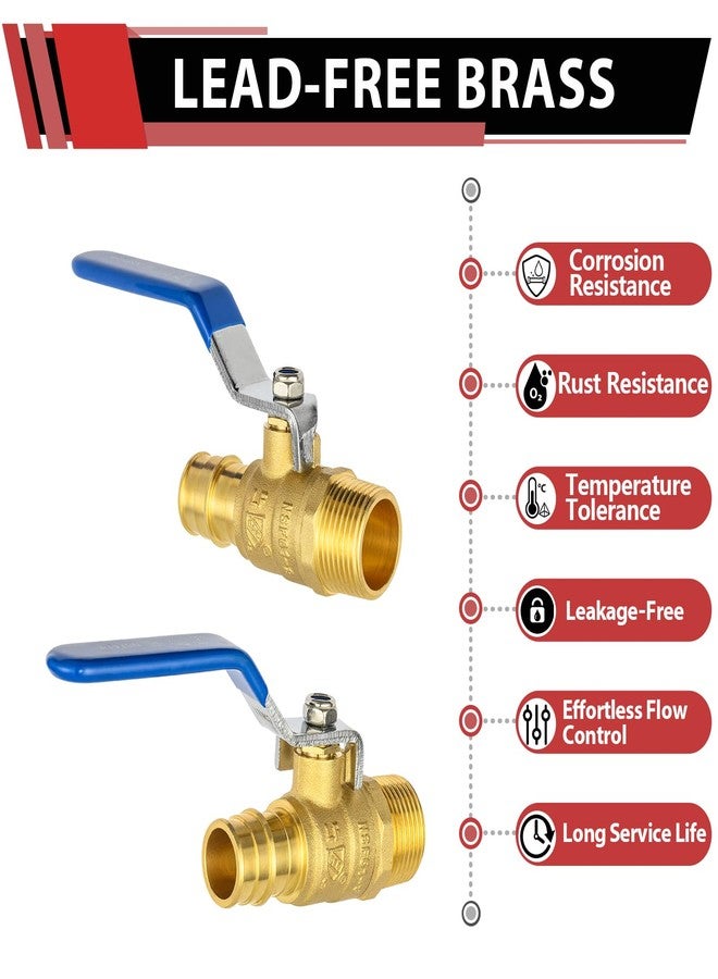 EFIELD (Pack of 2) EFIELD Cold Expansion Pex-A 3/4-inch X 3/4 Inch MNPT Brass Full Port Shut-off Ball Valve for Pex-A Pipe Connection, ASTM F1960, Blue Lever, cUPC Certified,(VALVE448-2PCS) - Image 3